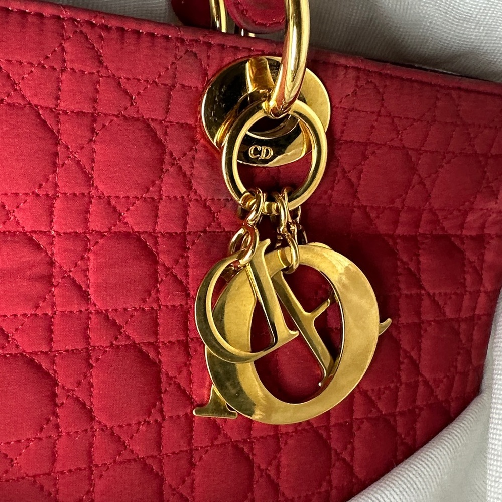 Christian Dior Purse Canage Nylon Canvas RED Medium Vintage W/ dust bag - Picture 14 of 14